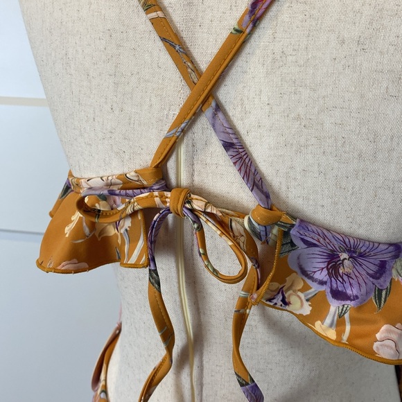 P2F New with tags One Piece Mustard and floral adjustable swimsuit - Picture 6 of 13